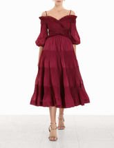 ZIMMERMANN - Pleated Off Shoulder Midi - RRP $595